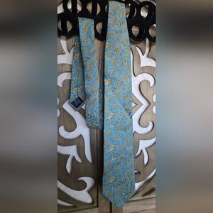 Tie Rubinacci Silk light blue and mustard paisley